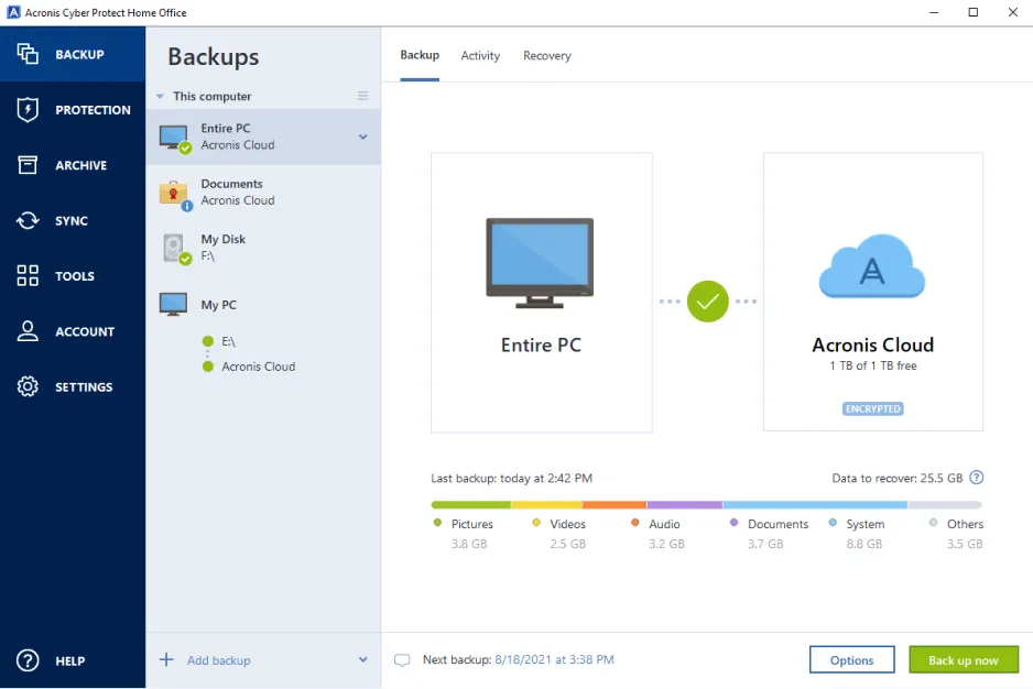 acronis true image screen